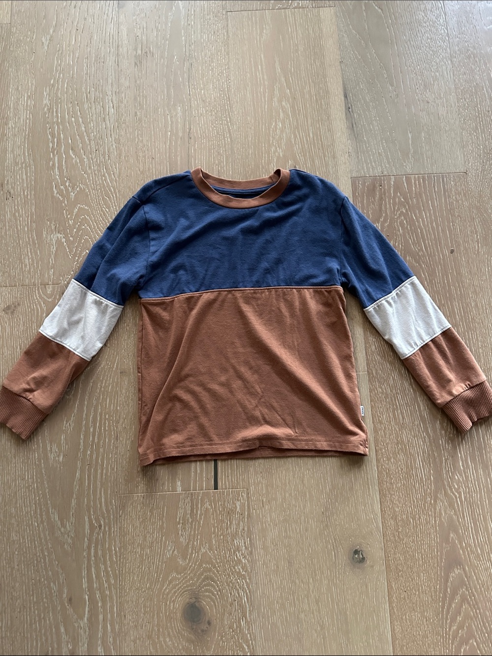 Little Sleepies Colorblock Long-Sleeve Kids Top in Blue, Brown & Cream